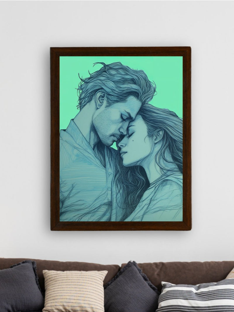 Sowpeace's Handcrafted Minimalist Romance Line Drawing Wall Art – Premium Indian-Inspired Canvas Print for Modern Home Aesthetics – view 3