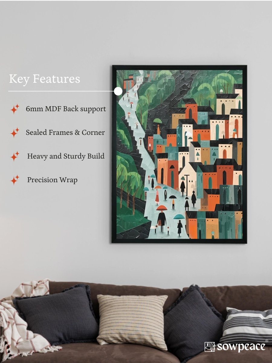 Sowpeace's Handcrafted Nordic Rainy Day Hills Canvas Art – Premium Indian-Inspired Wall Print for Elegant Modern Home Decor