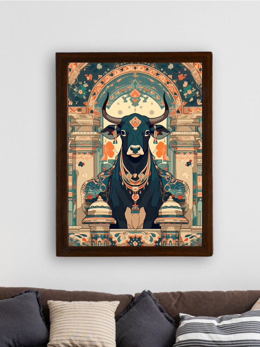 Sowpeace's Handcrafted Pichwai Cow Art with Hindu Mythology – Premium Indian - Inspired Canvas Wall Print for Traditional Home Decor - Wall painting - Chitran by sowpeace - Sowpeace's Handcrafted Pichwai Cow Art with Hindu Mythology – Premium Indian - Inspired Canvas Wall Print for Traditional Home Decor - Sowpeace