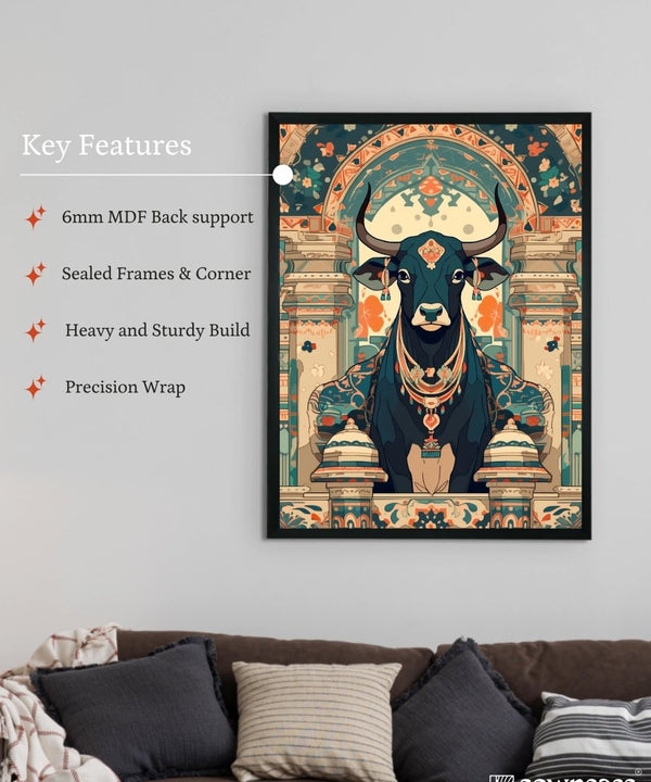 Sowpeace's Handcrafted Pichwai Cow Art with Hindu Mythology – Premium Indian-Inspired Canvas Wall Print for Traditional Home Decor — image 6