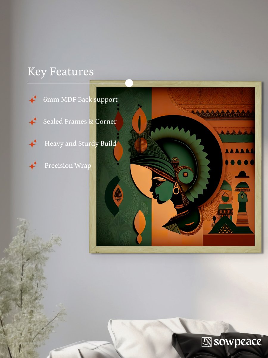 Sowpeace's Handcrafted Rajasthani Fusion Wall Art – Seagreen, Terracotta, Earth Black, Set of 3 Premium Decor