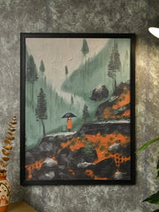 Sowpeace's Handcrafted Vaishno Devi Nordic Rain Abstract Art – Premium Indian-Inspired Canvas Print for Elegant Home Decor - Additional View