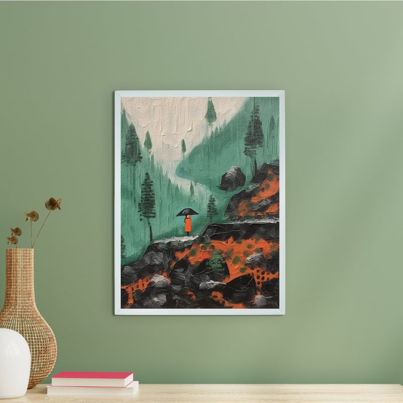Sowpeace's Handcrafted Vaishno Devi Nordic Rain Abstract Art – Premium Indian-Inspired Canvas Print for Elegant Home Decor – view 1