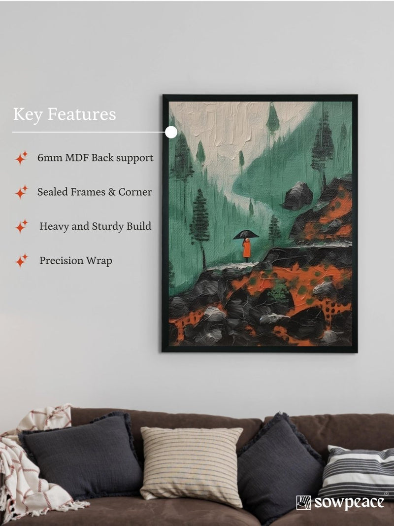 Sowpeace's Handcrafted Vaishno Devi Nordic Rain Abstract Art – Premium Indian-Inspired Canvas Print for Elegant Home Decor – view 6
