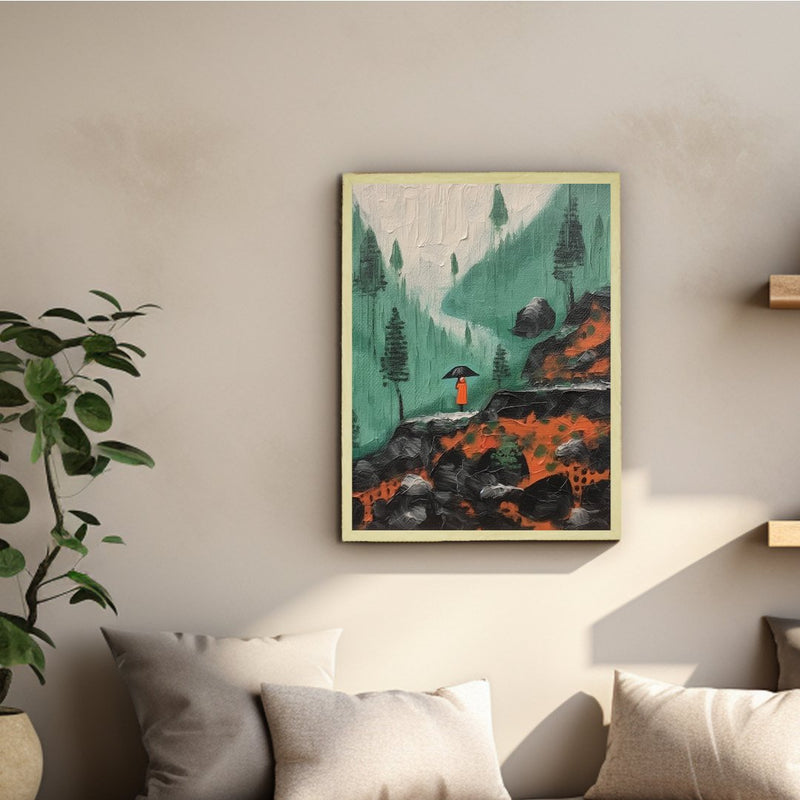 Sowpeace's Handcrafted Vaishno Devi Nordic Rain Abstract Art – Premium Indian-Inspired Canvas Print for Elegant Home Decor – view 4