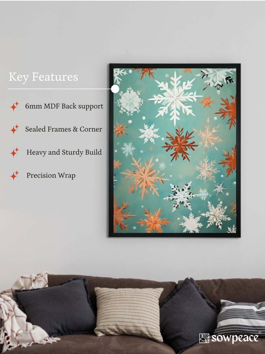 Sowpeace's Silent Snowfall: Premium Abstract Wall Prints – Handcrafted Indian-Inspired Art for Peaceful and Elegant Winter Decor