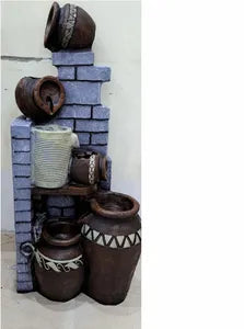 Stacked Clay Pot Wall Fountain Indoor Water Fountain – 3.5 ft -Indoor Water Fountain-Sowpeace-Indoor Water Fountain-SOWPEACE