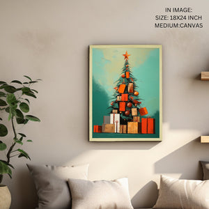 Star-Topped Tree: Artisan Canvas Wall Decor for Home Ambiance -Wall painting-Chitran by sowpeace-Star-Topped Tree: Artisan Canvas Wall Decor for Home Ambiance-CH-WRT-TLG-Sowpeace