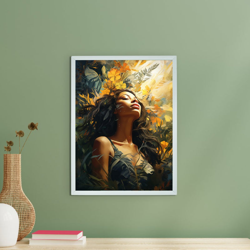 Sowpeace Serenity: Handcrafted Sunlit Forest with Radiant Girl – Premium Canvas Art for Elegant Home Decoration – view 1