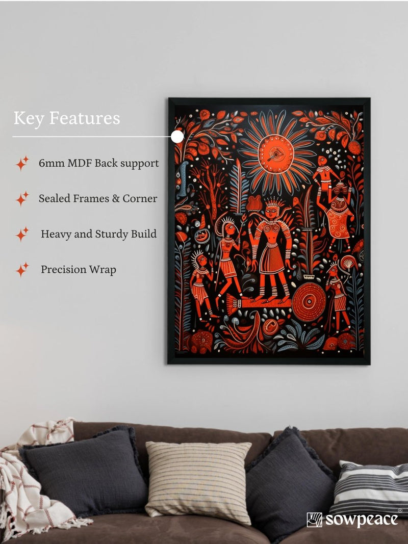 Sunny Soulmates: Sowpeace Handcrafted Family Love Canvas – Premium Indian-Inspired Art for Stylish Home Interiors – view 6