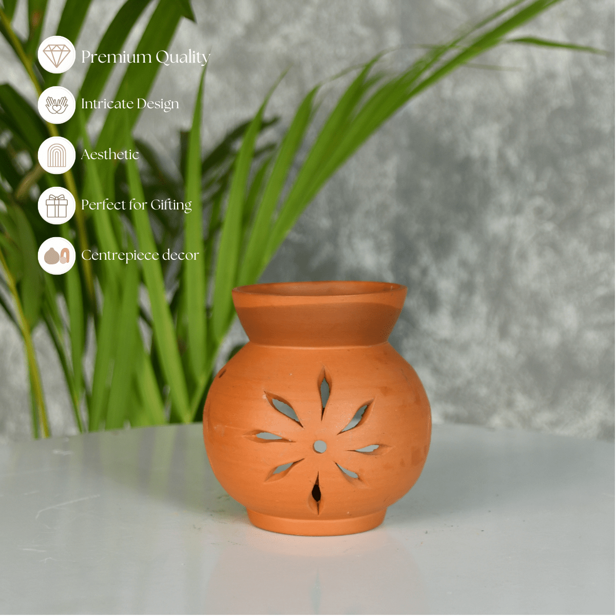 Terracotta Diffuser: Artisan-Made Round Bottom Tabletop Home Decor Accent