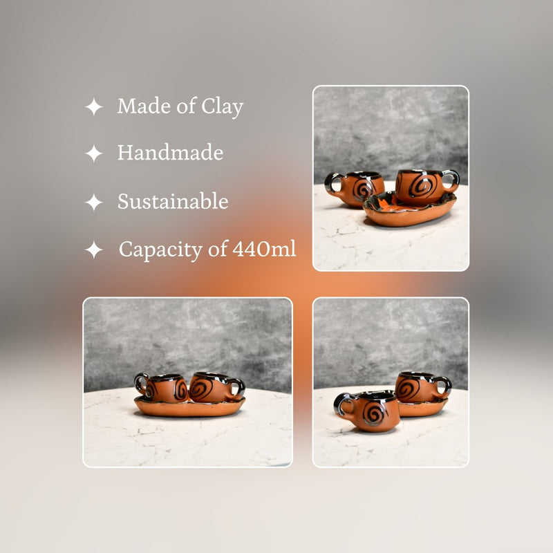 Terracotta Floral Cup Set: Artistic Home Decor and Kitchenware – view 3