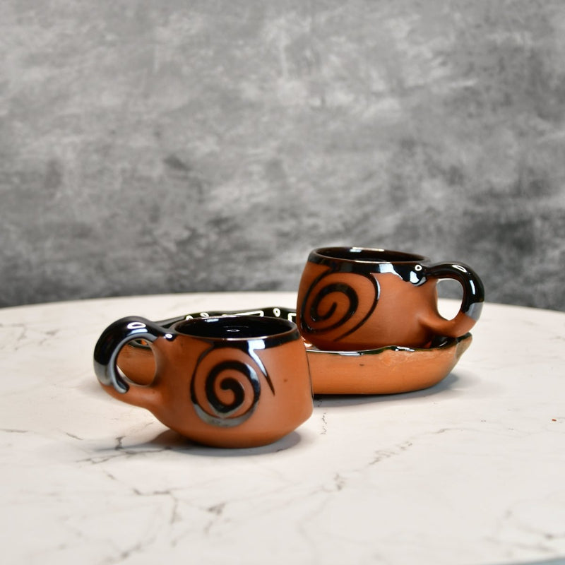 Terracotta Floral Cup Set: Artistic Home Decor and Kitchenware – view 6