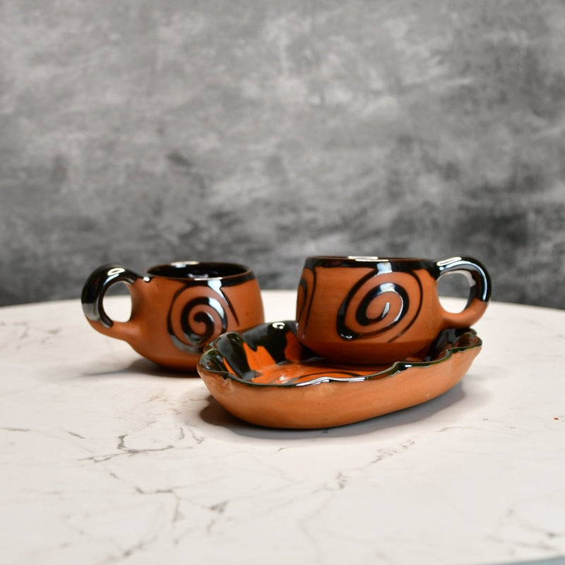 Terracotta Floral Cup Set: Artistic Home Decor and Kitchenware – view 7