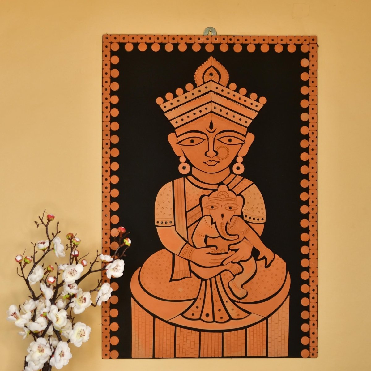 Terracotta Ganesh Janani: Artisan Wall Decor for Home Bliss - Sowpeace - Diwali - God Idols