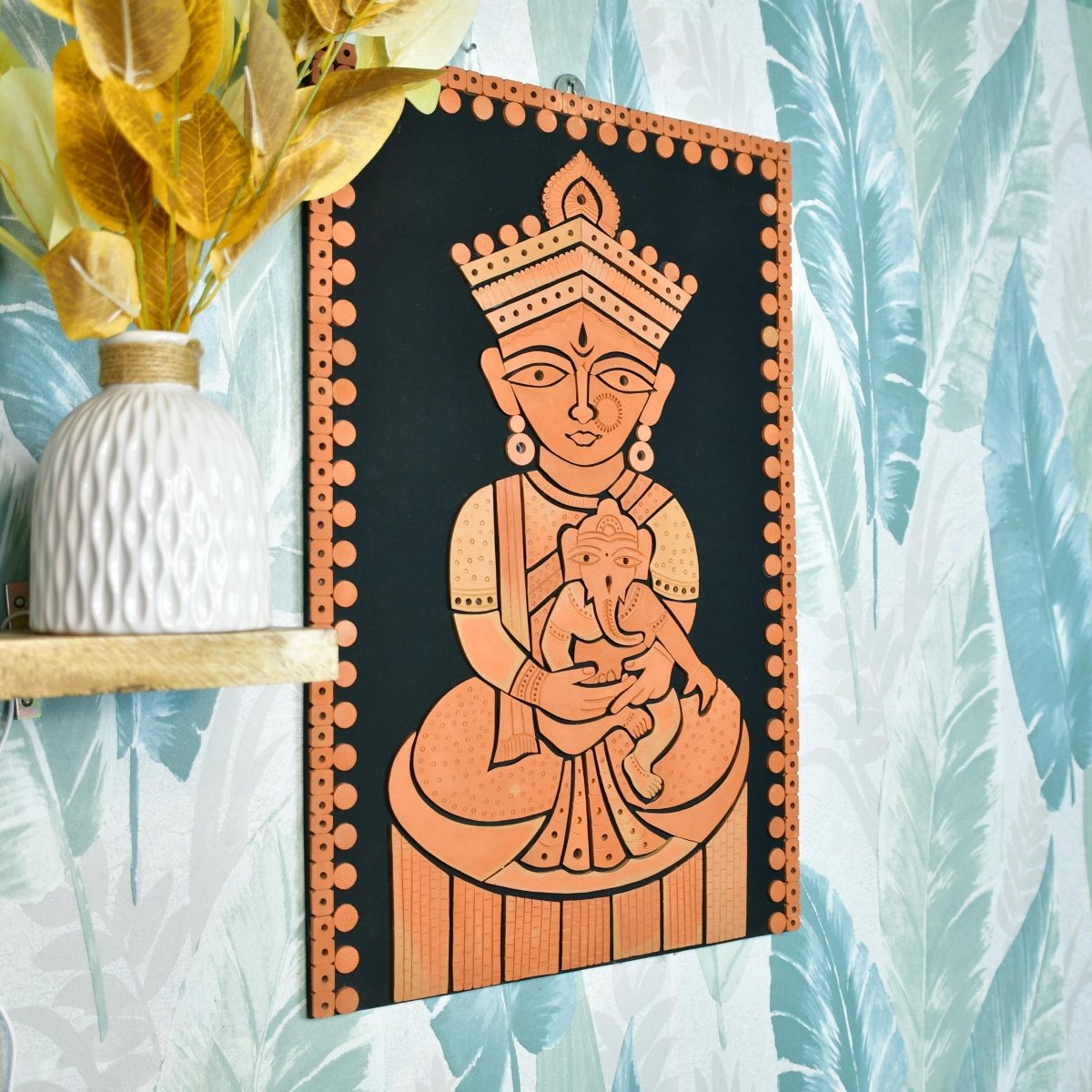 Terracotta Ganesh Janani: Artisan Wall Decor for Home Bliss - Sowpeace - Diwali - God Idols