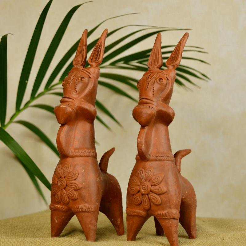Terracotta Horse: Artisan-Made Tabletop Home Decor Accent – view 1