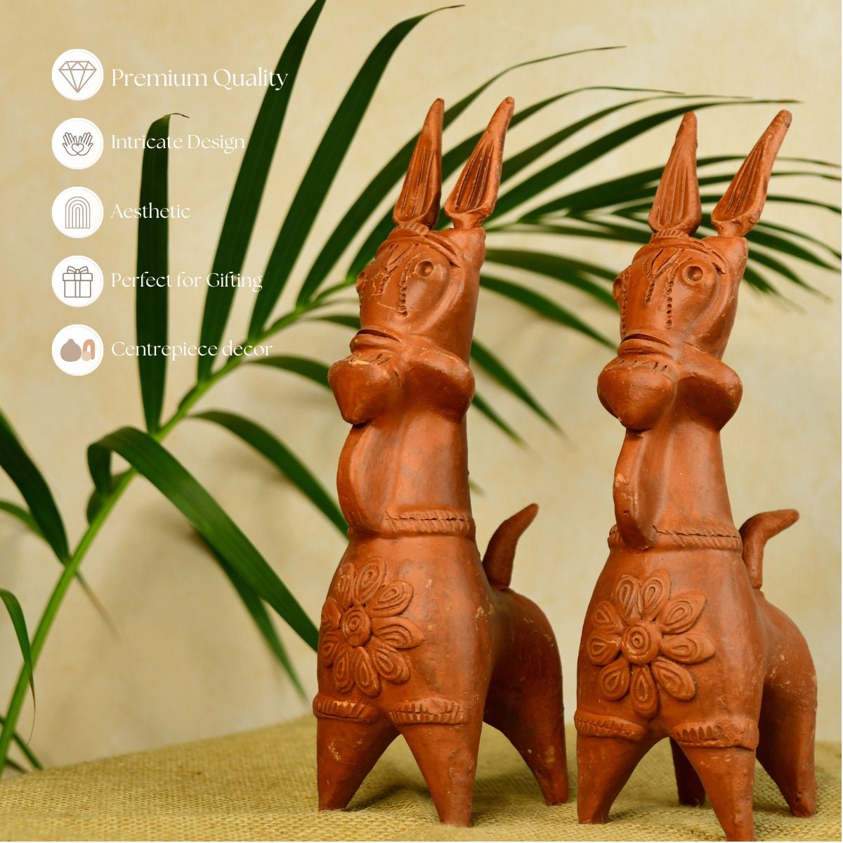 Terracotta Horse: Artisan - Made Tabletop Home Decor Accent - Sowpeace - Animal - New Arrivals