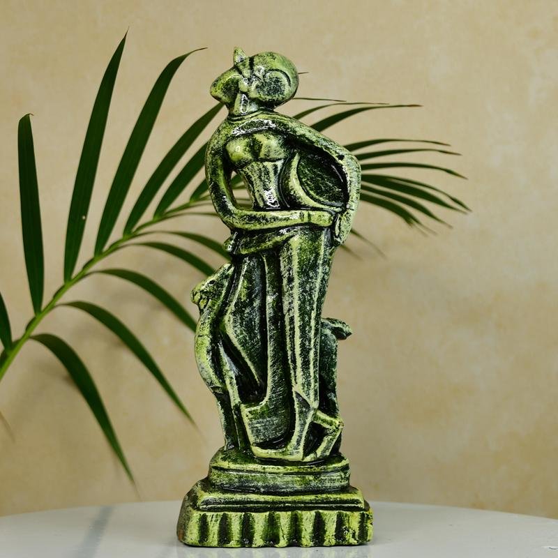 Terracotta Lady with Deer: Artisan Tabletop Home Decor