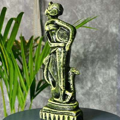 Terracotta Lady with Deer: Artisan Tabletop Home Decor