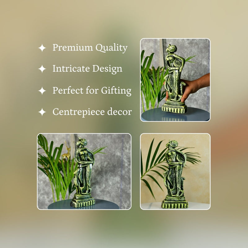 Terracotta Lady with Deer: Artisan Tabletop Home Decor – view 3