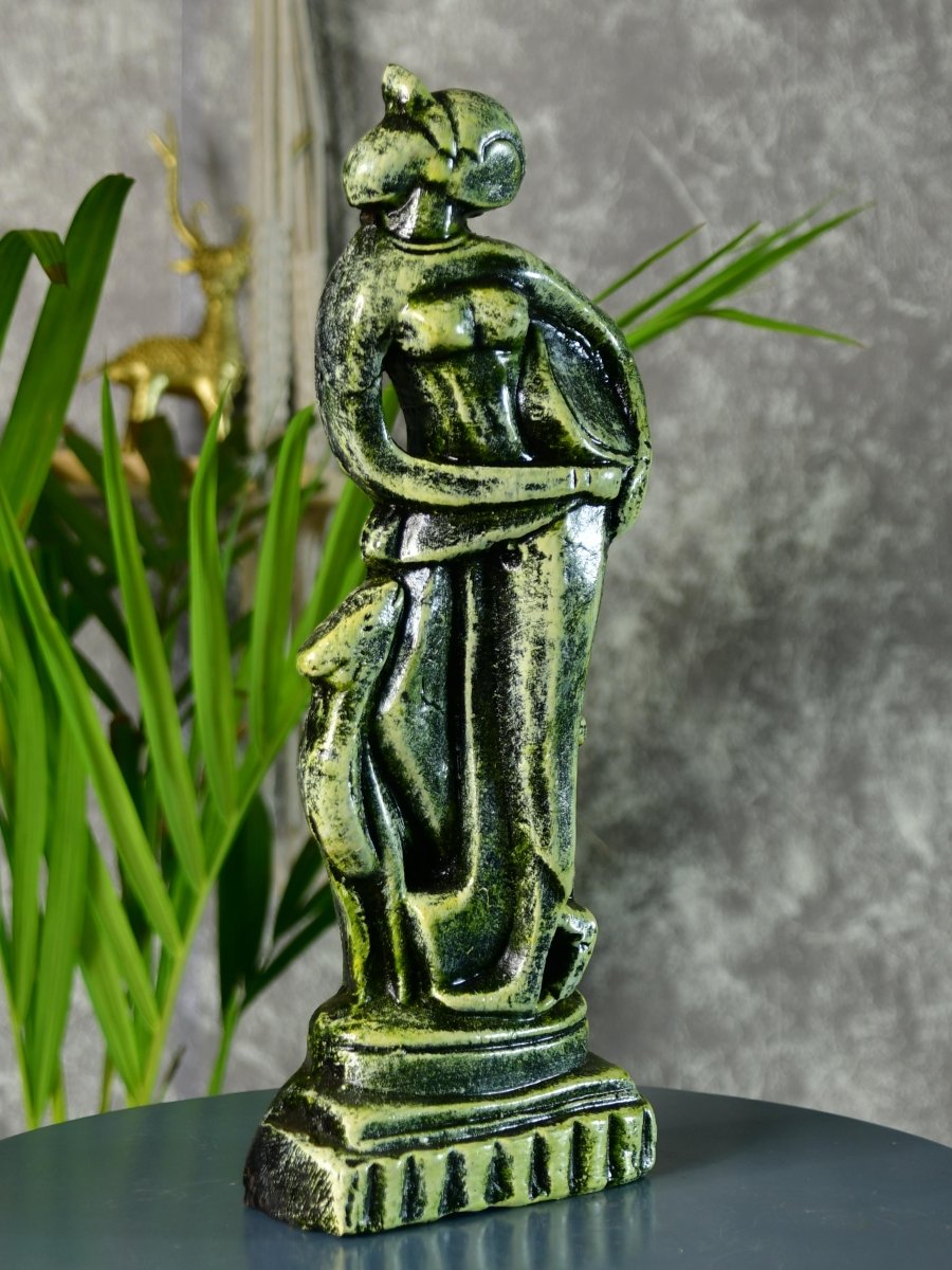 Terracotta Lady with Deer: Artisan Tabletop Home Decor