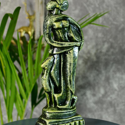 Terracotta Lady with Deer: Artisan Tabletop Home Decor