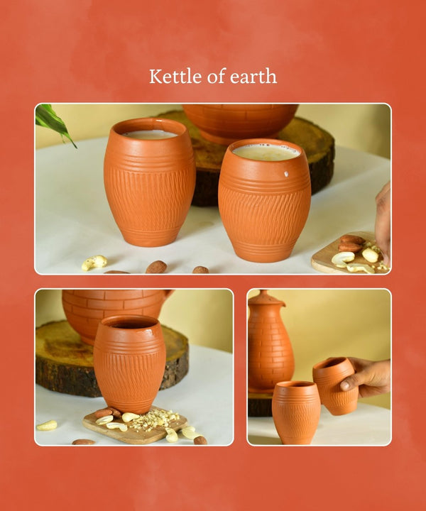 Terracotta Lassi Mug Set: Artisanal Elegance, Functional Design. — image 4