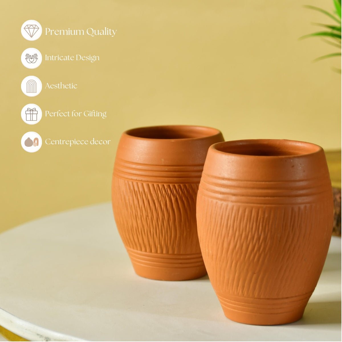 Terracotta Lassi Mug Set: Artisanal Elegance, Functional Design.