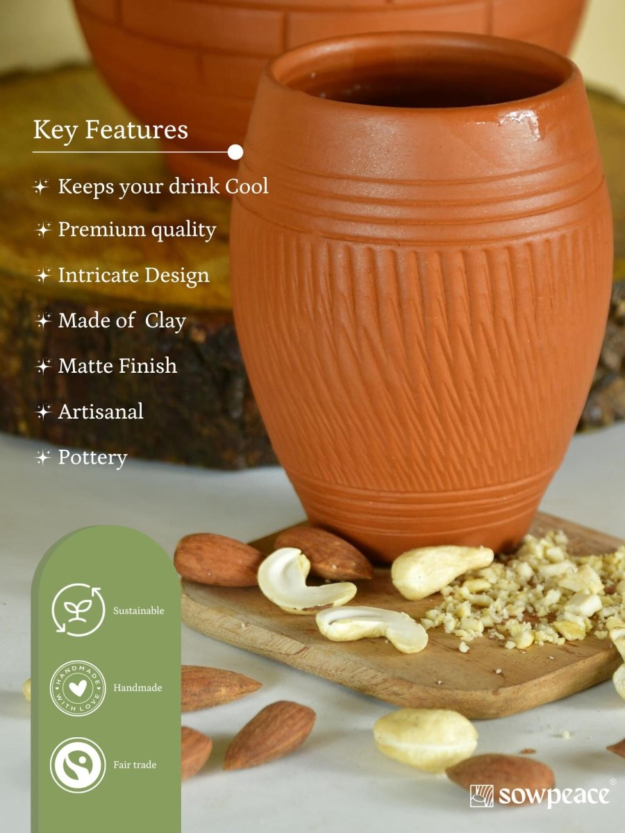 Terracotta Lassi Mug Set: Artisanal Elegance, Functional Design.