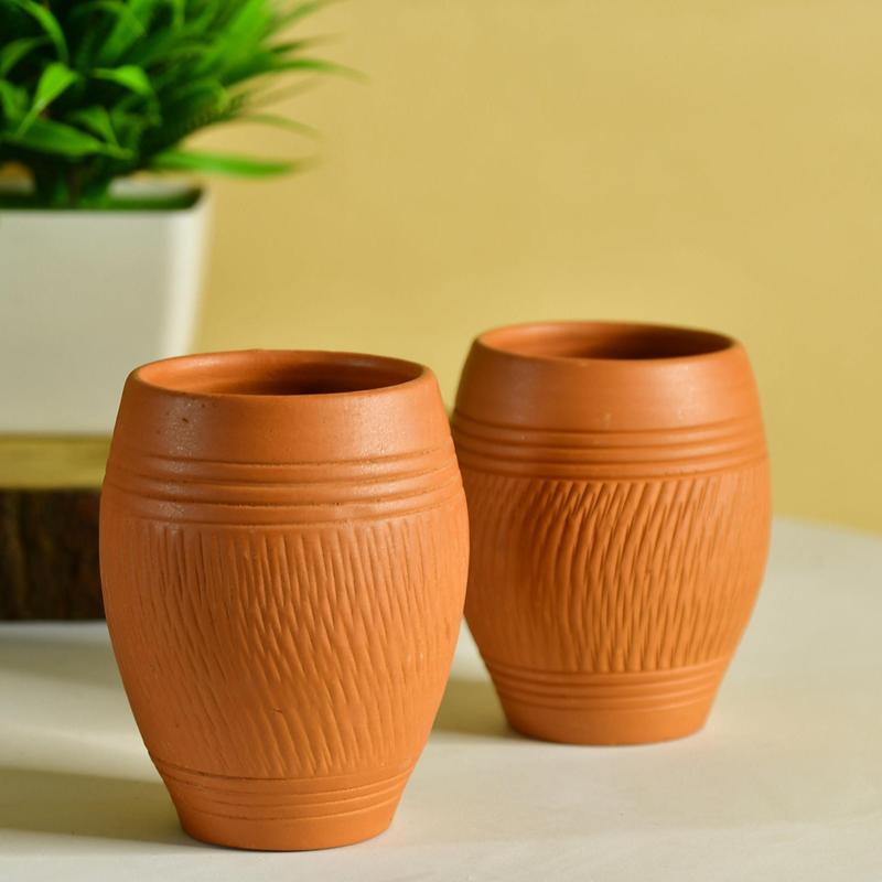 Terracotta Lassi Mug Set: Artisanal Elegance, Functional Design. - Utensils - Sowpeace - glasses - New Arrivals