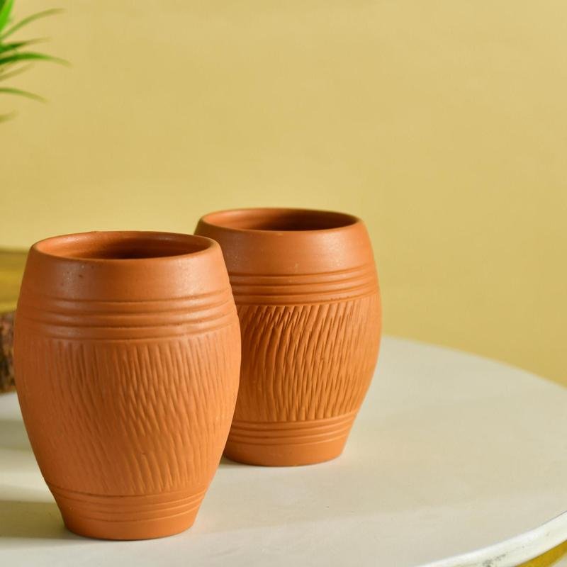 Terracotta Lassi Mug Set: Artisanal Elegance, Functional Design. - Utensils - Sowpeace - glasses - New Arrivals