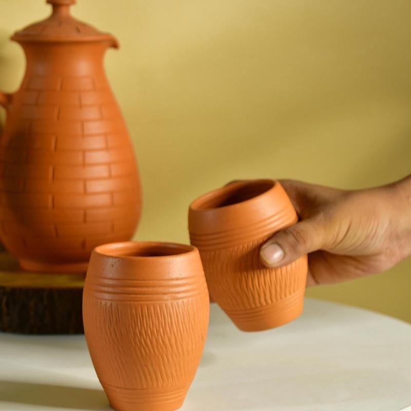 Terracotta Lassi Mug Set: Artisanal Elegance, Functional Design. - Utensils - Sowpeace - glasses - New Arrivals