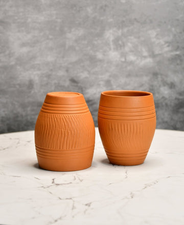 Terracotta Lassi Mug Set: Artisanal Elegance, Functional Design. — alternate view