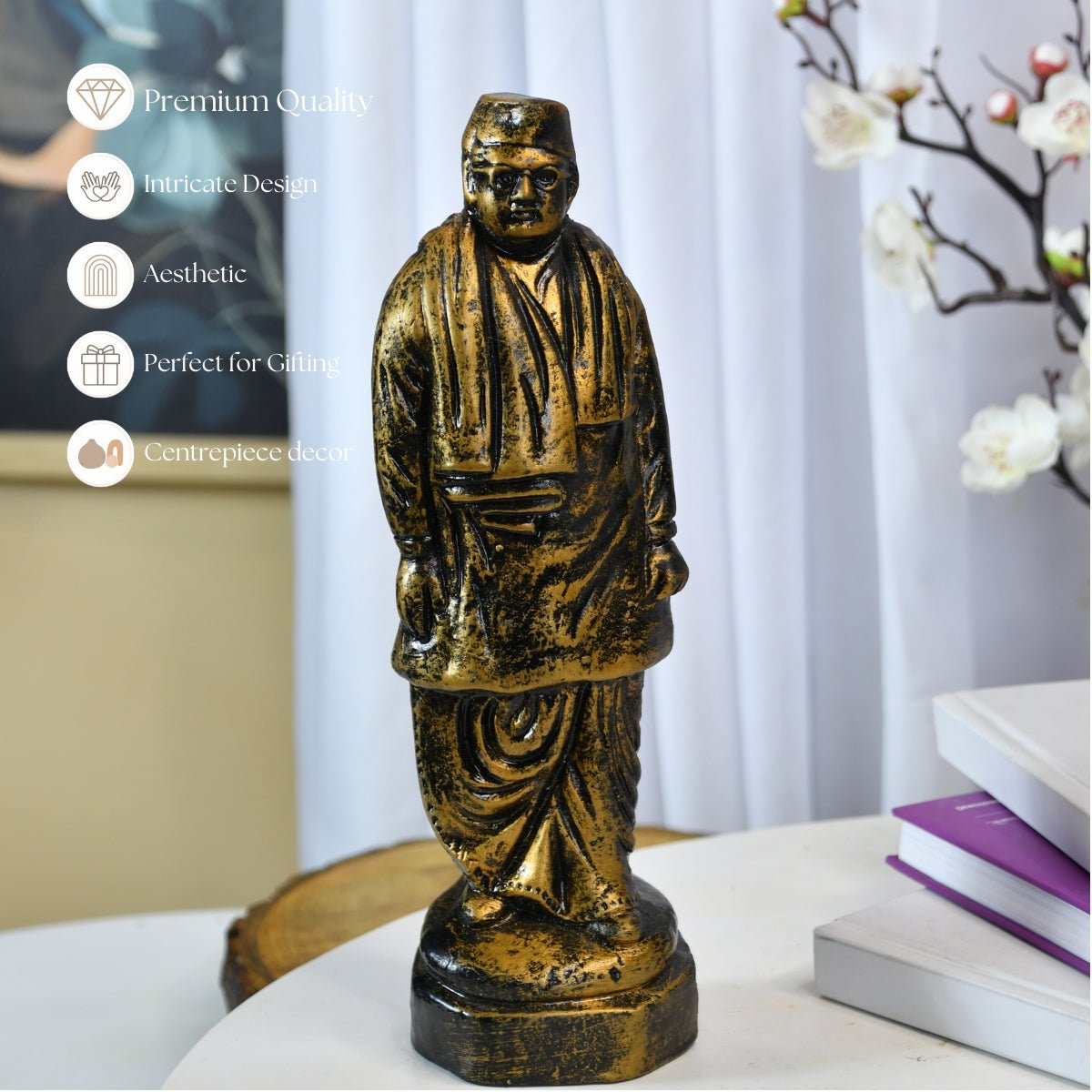 Terracotta Netaji Statue: Artisan-Made Tabletop Decor Masterpiece