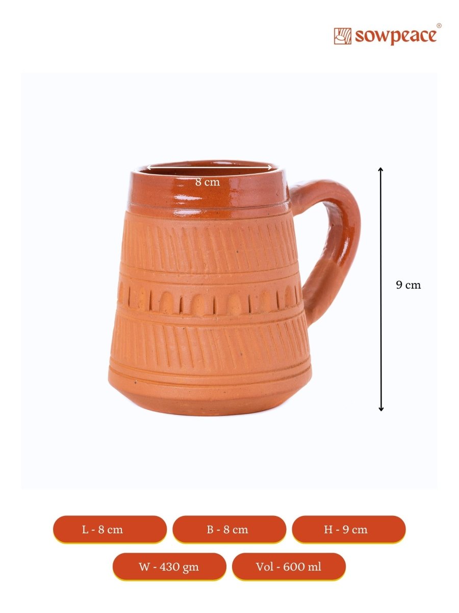 Terracotta Plain Coffee Mug Curved - Sowpeace - Terracotta Plain Coffee Mug Curved - Terr - Uten - Terr - TPCSC - Sowpeace