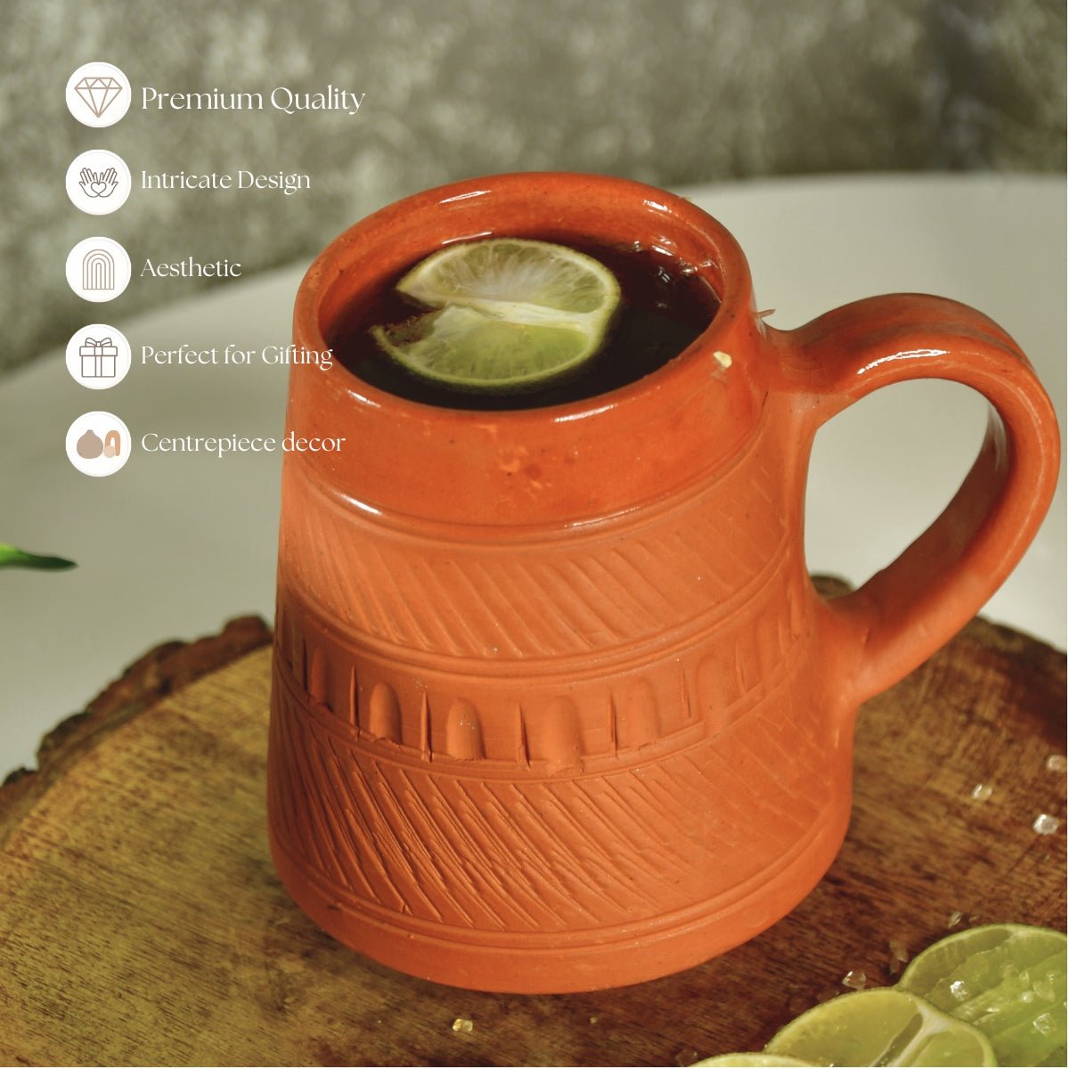 Terracotta Plain Coffee Mug Curved