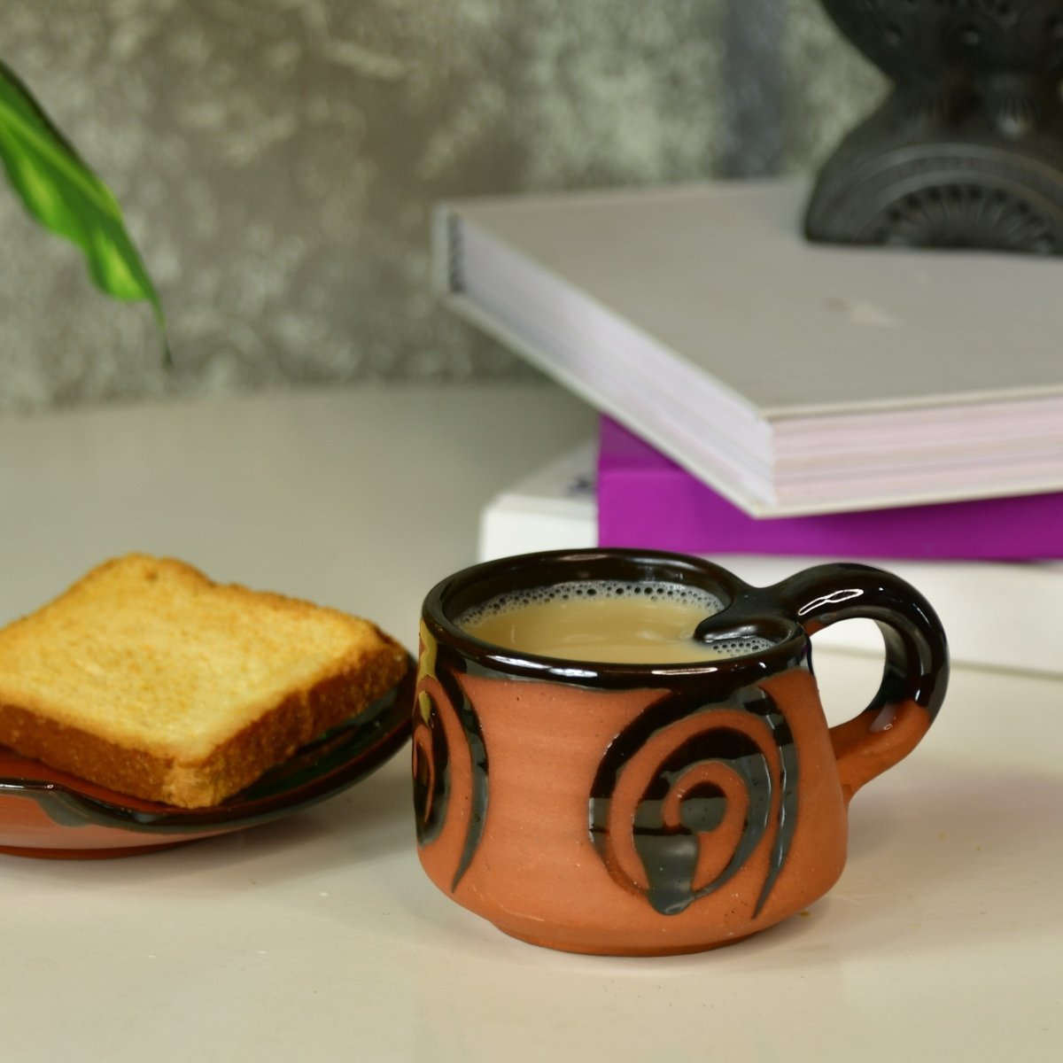 Terracotta Tea Cup Leaf