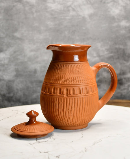 Terracotta Water Jug: Artisan Elegance for Home and Kitchen