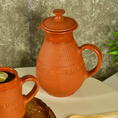 Terracotta Water Jug: Artisan Elegance for Home and Kitchen