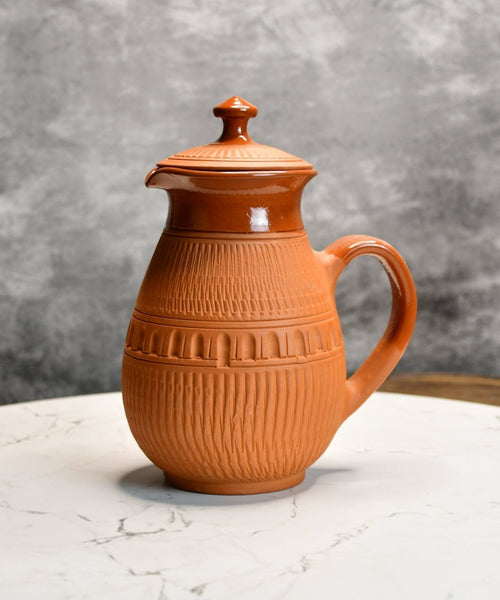 Terracotta Water Jug: Artisan Elegance for Home and Kitchen