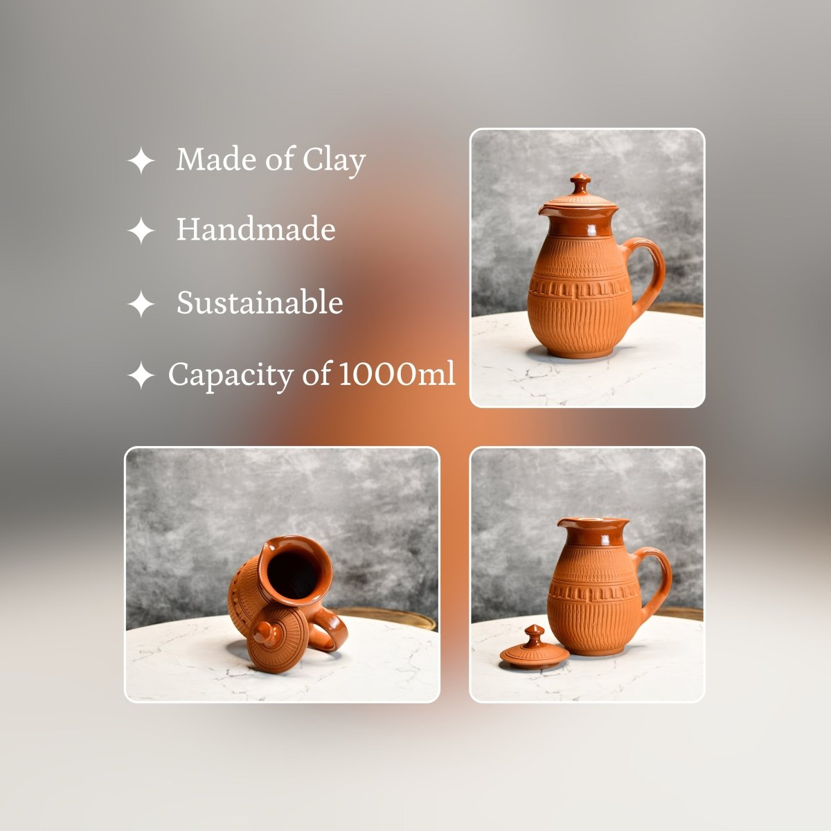 Terracotta Water Jug: Artisan Elegance for Home and Kitchen - Utensils - Sowpeace - New Arrivals - Terracotta Jug