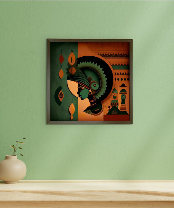 Sowpeace's Handcrafted Rajasthani Fusion Wall Art – Seagreen, Terracotta, Earth Black, Set of 3 Premium Decor — image 3