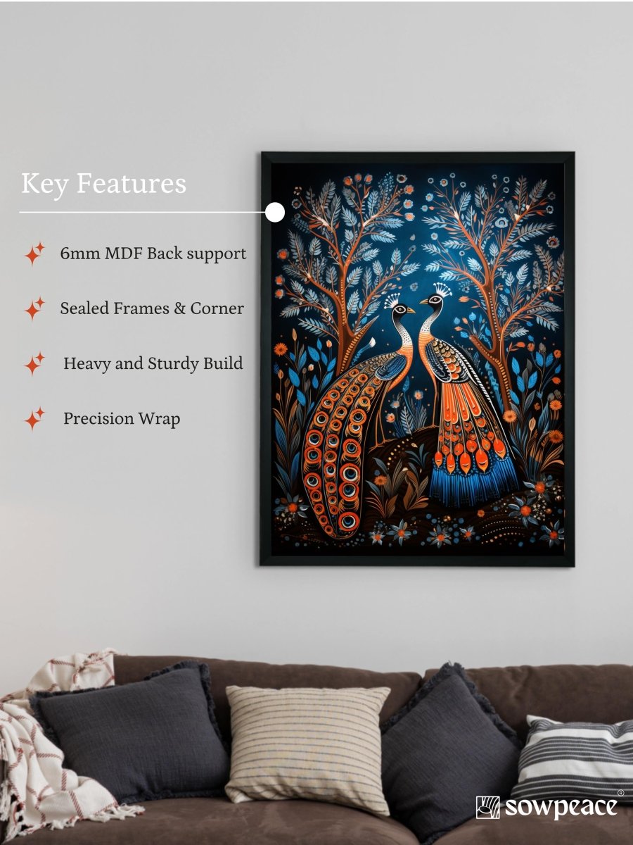 Unveil Majesty: Sowpeace Handcrafted Peacock Wall Art – Premium Indian-Inspired Canvas Print for Modern Home Decoration