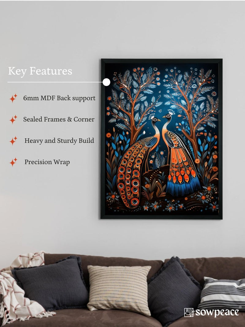 Unveil Majesty: Sowpeace Handcrafted Peacock Wall Art – Premium Indian-Inspired Canvas Print for Modern Home Decoration – view 6