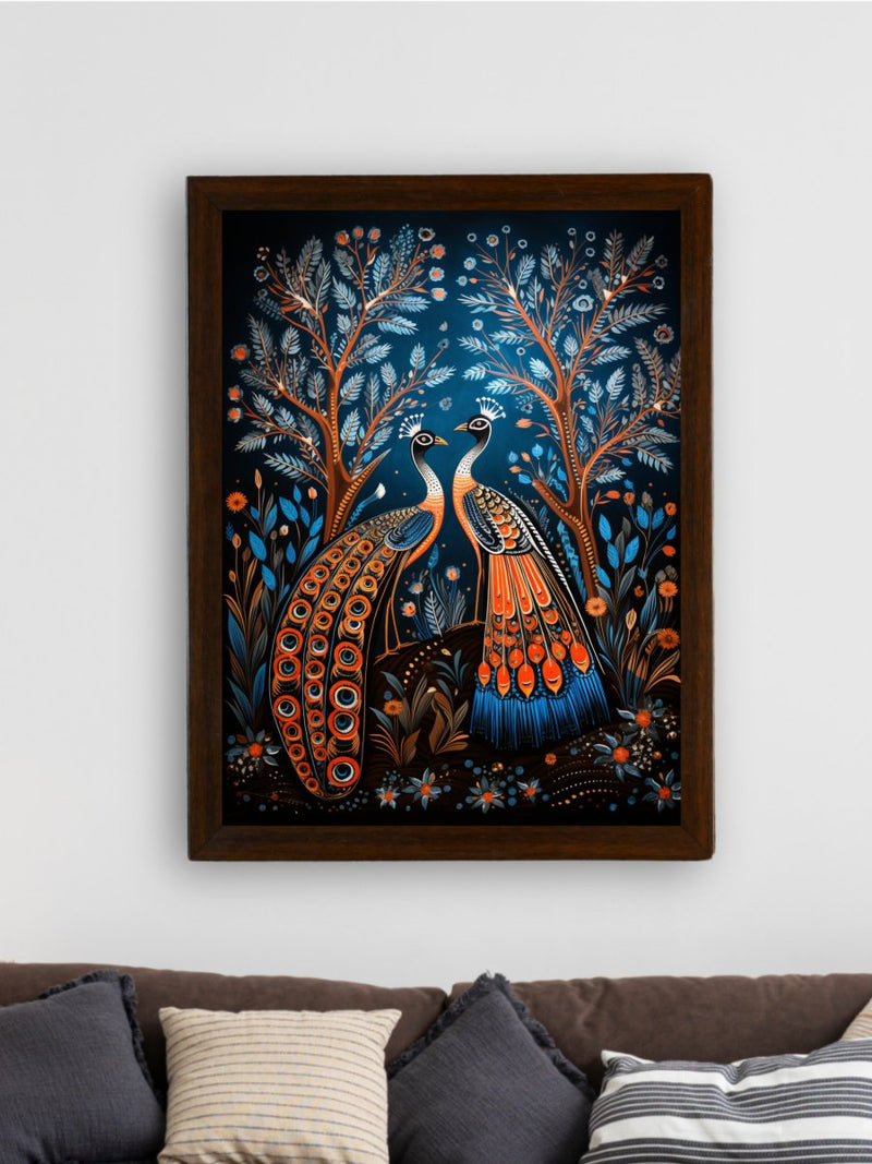 Unveil Majesty: Sowpeace Handcrafted Peacock Wall Art – Premium Indian-Inspired Canvas Print for Modern Home Decoration – view 3