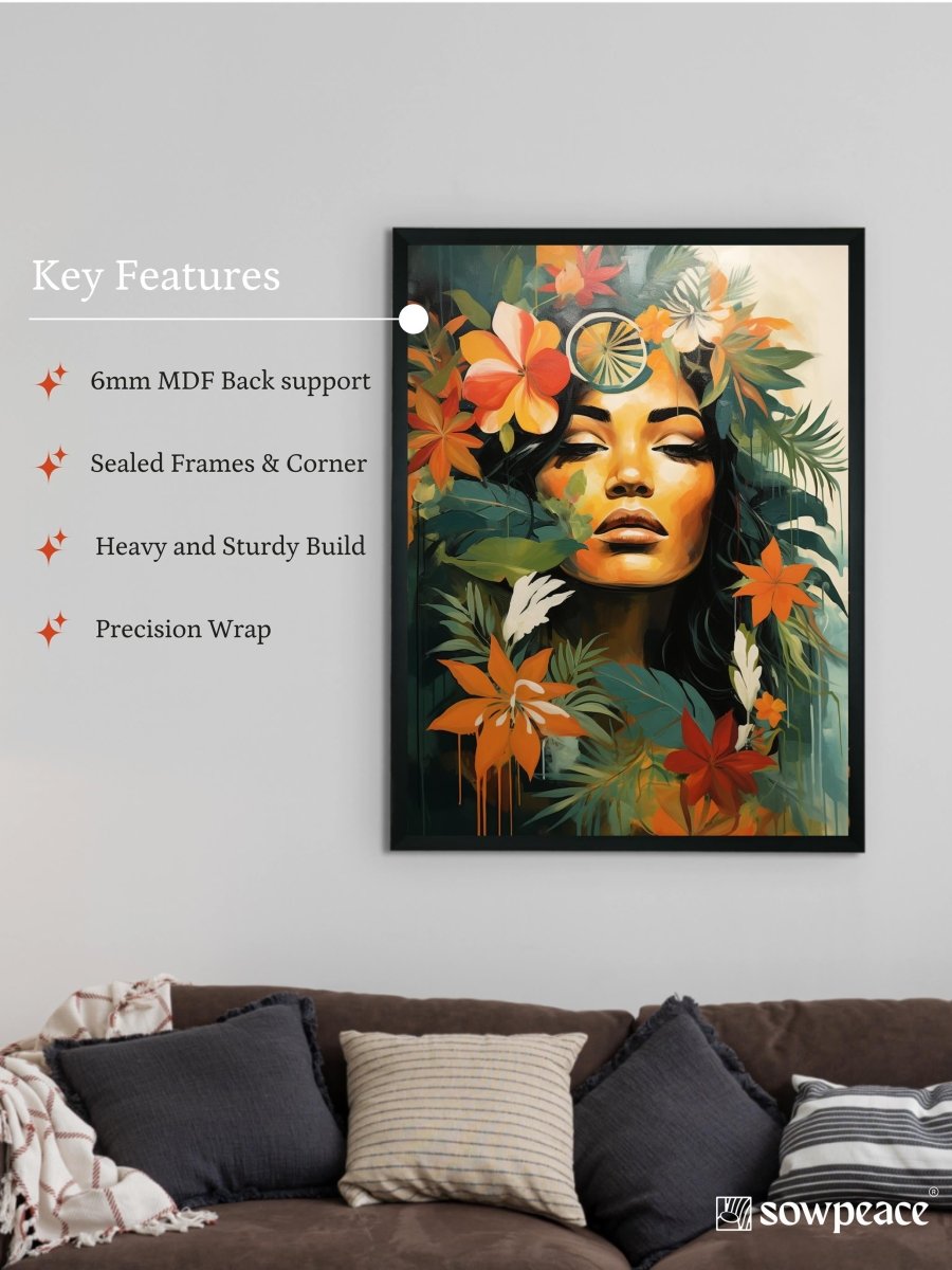 Unwind with Floral Dreams: Sowpeace Handcrafted Canvas Prints – Premium Indian - Inspired Art for Modern and Stylish Interiors - Wall painting - Chitran by sowpeace - Unwind with Floral Dreams: Sowpeace Handcrafted Canvas Prints – Premium Indian - Inspired Art for Modern and Stylish Interiors - CH - WRT - BFF - Sowpeace