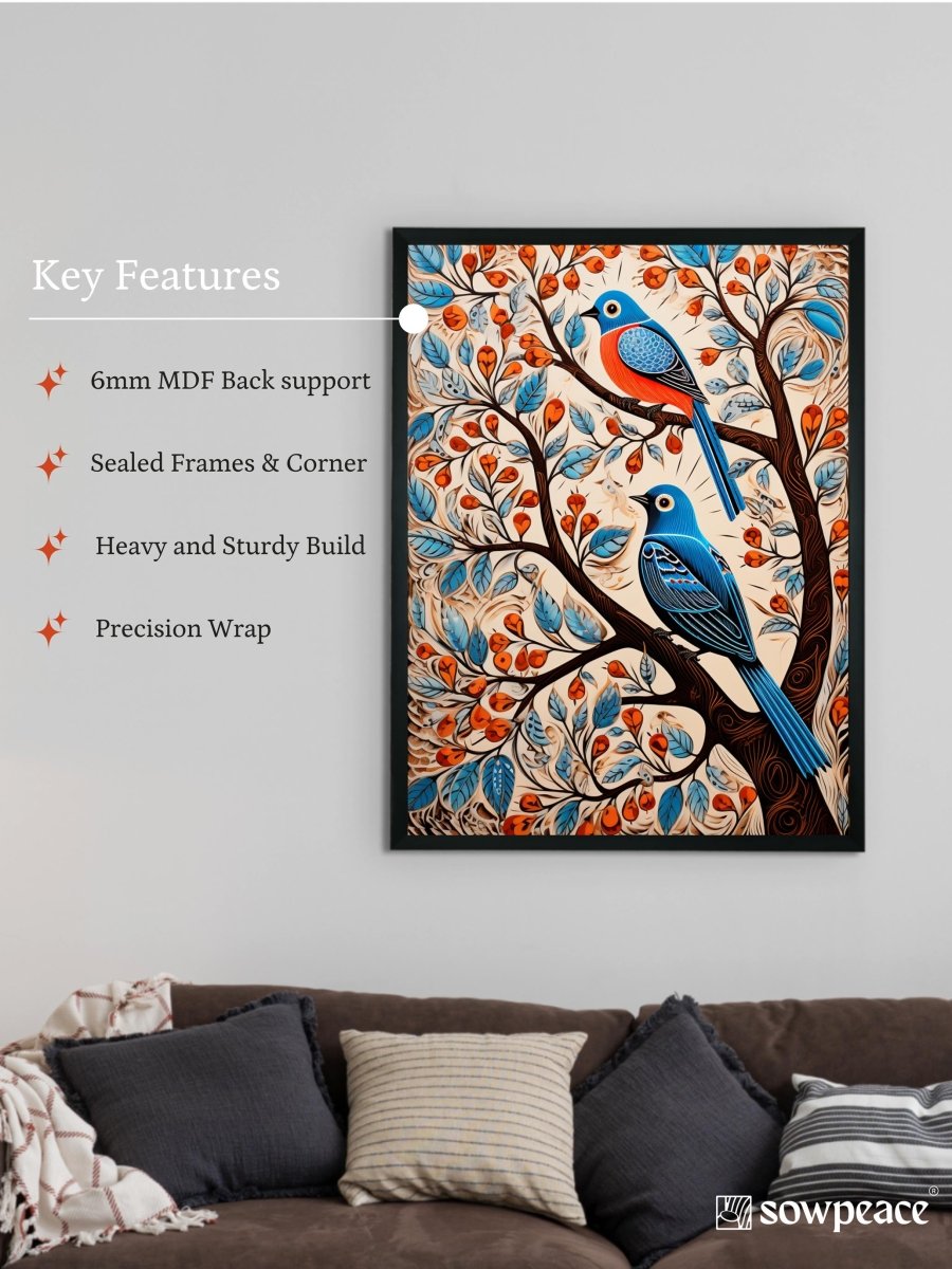 Unwind with Nature's Dance: Sowpeace Handcrafted Wall Prints – Premium Indian-Inspired Art for Elegant and Peaceful Decor