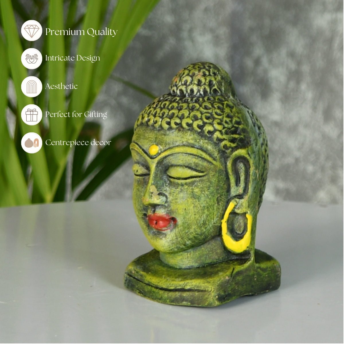 White Terracotta Buddha Head: Artisan Home Decor