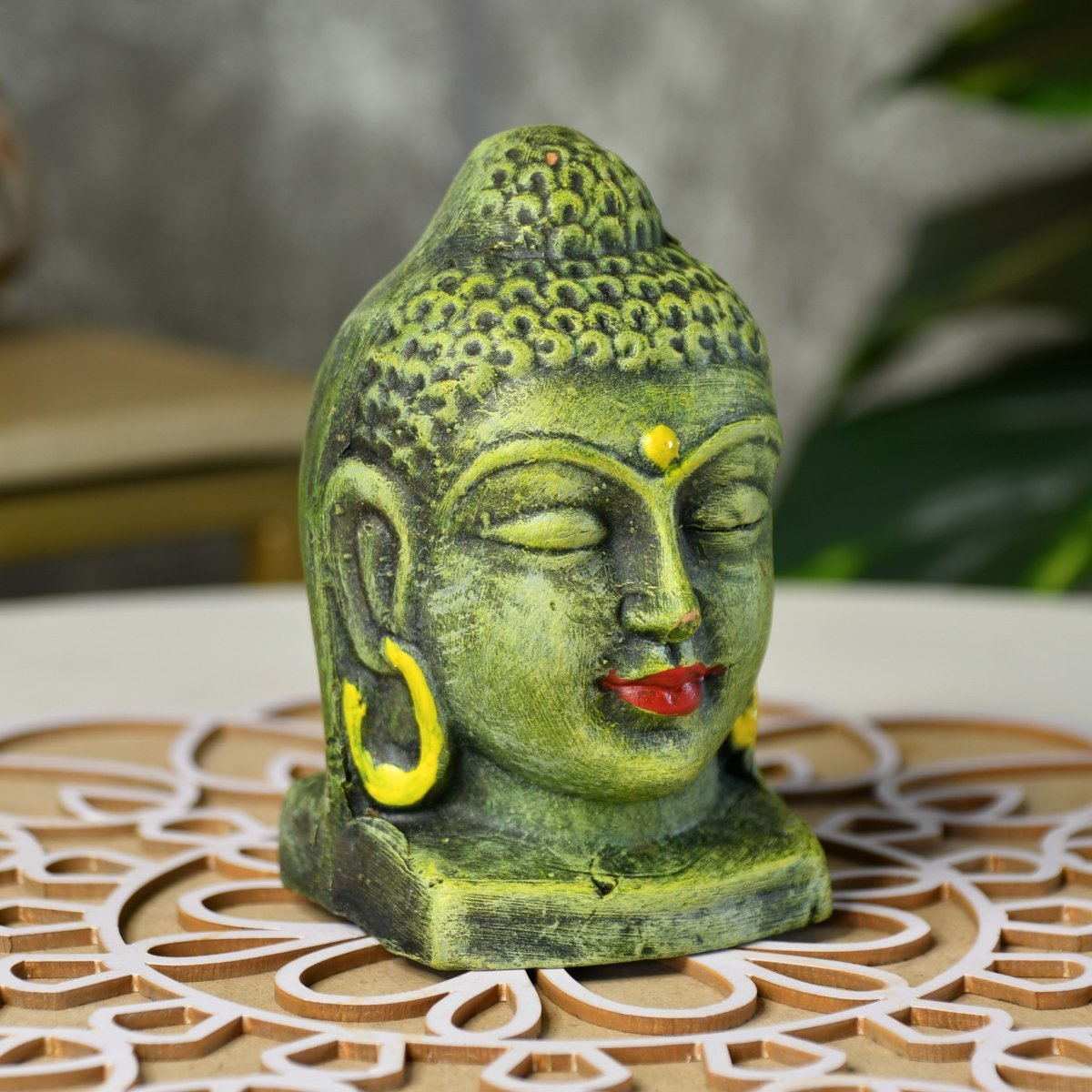White Terracotta Buddha Head: Artisan Home Decor - terracotta tabletop - Sowpeace - Buddha - God Idols